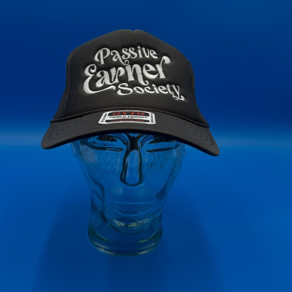 Otto Trucker Hat Passive Earner Society Embroidered Mesh Black OSFM‎